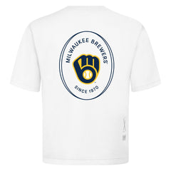 Milwaukee Brewers Levelwear Register Oversized Luxe Signature Knit T-Shirt - White T-shirts
