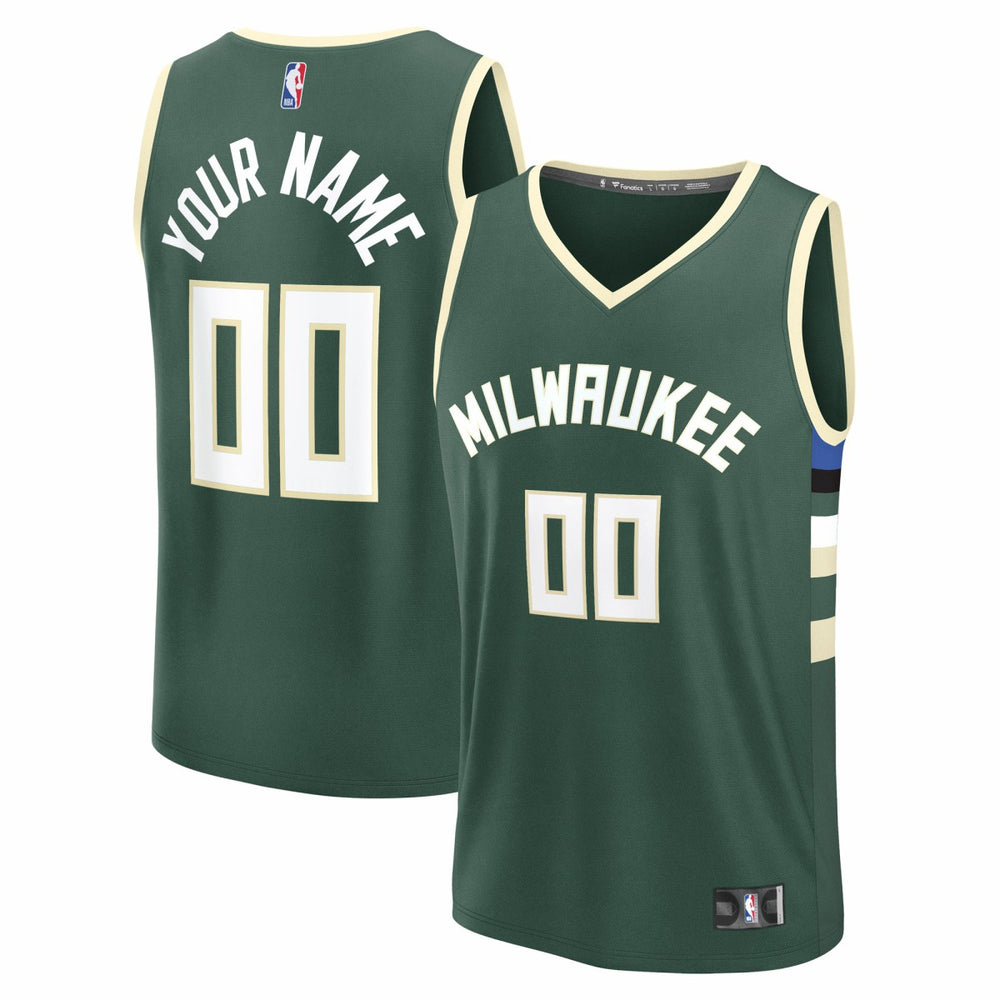 NBA Milwaukee Bucks Youth Fast Break Custom Replica Jersey - Green - Icon Edition