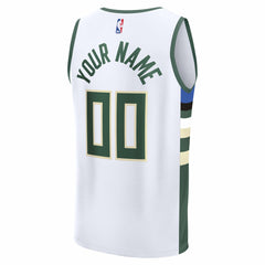 NBA Milwaukee Bucks Fast Break Custom Jersey - Association Edition - White
