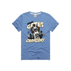 Antonio Gates Los Angeles Chargers Homage Unisex Caricature Retired Player Tri-Blend T-Shirt Powder Blue