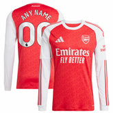 Arsenal 2025/26 Home Replica Long Sleeve Custom Jersey Red