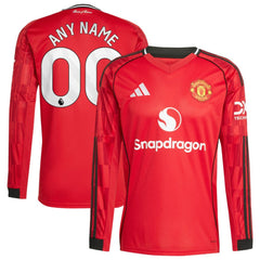 Manchester United Home 2025/26 Custom Replica Long Sleeve Jersey Red