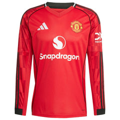 Manchester United Home 2025/26 Custom Replica Long Sleeve Jersey Red
