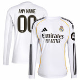 Real Madrid 2025/26 Home Replica Long Sleeve Custom Jersey White
