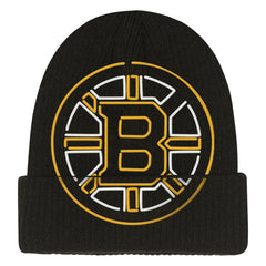NHL Boston Bruins Mitchell & Ness Youth Neon Line Lights Cuffed Knit Hat - Black