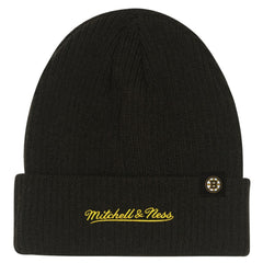 NHL Boston Bruins Mitchell & Ness Youth Neon Line Lights Cuffed Knit Hat - Black