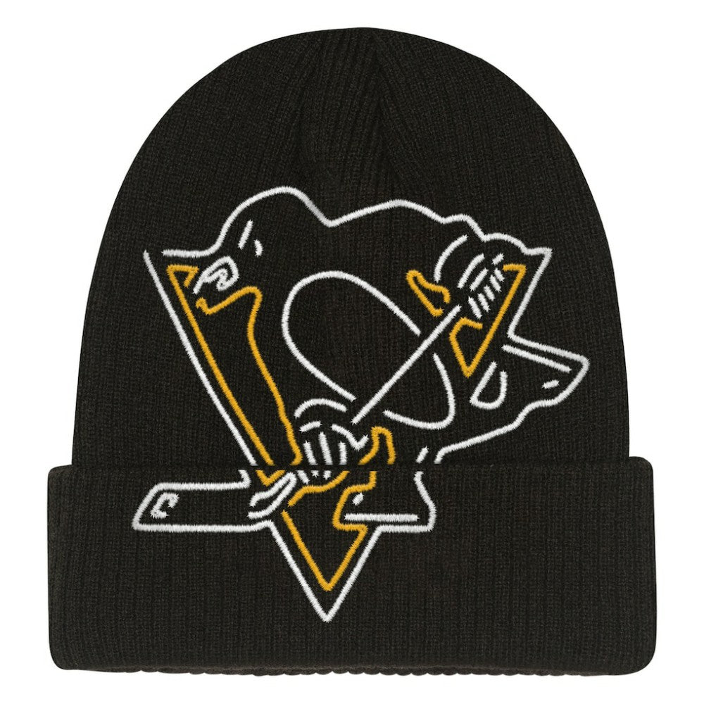 NHL Pittsburgh Penguins Mitchell & Ness Youth Neon Line Lights Cuffed Knit Hat - Black