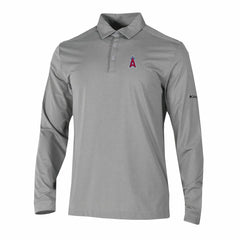 Los Angeles Angels Columbia Omni-Wick Pin High Long Sleeve Polo - Gray