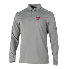 Washington Nationals Columbia Omni-Wick Pin High Long Sleeve Polo - Gray