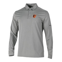 Baltimore Orioles Columbia Omni-Wick Pin High Long Sleeve Polo - Gray