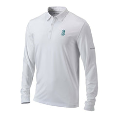 Seattle Mariners Columbia Omni-Wick Pin High Long Sleeve Polo - White