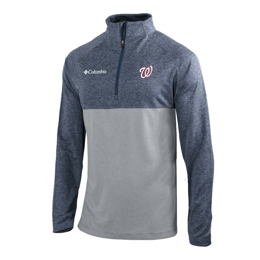 Washington Nationals Columbia Omni-Wick Raglan Rockin' It Quarter-Zip Pullover - Navy Pullover