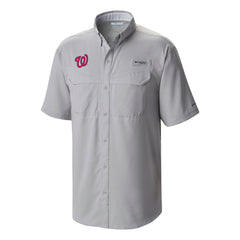 Washington Nationals Columbia Omni-Wick Low Drag Offshore Button-Up Shirt - Gray