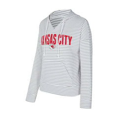 Kansas City Chiefs Concepts Sport Women's Liftoff Striped V-Neck Hoodie White/Gray