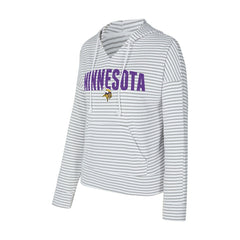 Minnesota Vikings Concepts Sport Women's Liftoff Striped V-Neck Hoodie White/Gray