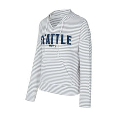 Seattle Seahawks Concepts Sport Women's Liftoff Striped V-Neck Hoodie White/Gray