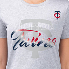 Minnesota Twins G-III 4Her by Carl Banks Women's Super-Slim Fit Lightweight Shadow Logo Graphic T-Shirt - Heather Gray T-shirts