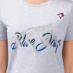 Toronto Blue Jays G-III 4Her by Carl Banks Women's Super-Slim Fit Lightweight Shadow Logo Graphic T-Shirt - Heather Gray T-shirts