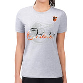 Baltimore Orioles G-III 4Her by Carl Banks Women's Super-Slim Fit Lightweight Shadow Logo Graphic T-Shirt - Heather Gray T-shirts