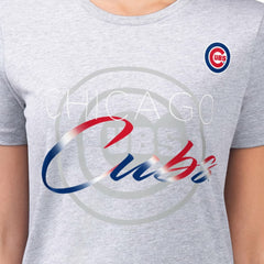 Chicago Cubs G-III 4Her by Carl Banks Women's Super-Slim Fit Lightweight Shadow Logo Graphic T-Shirt - Heather Gray T-shirts