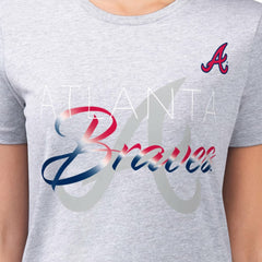 Atlanta Braves G-III 4Her by Carl Banks Women's Super-Slim Fit Lightweight Shadow Logo Graphic T-Shirt - Heather Gray T-shirts