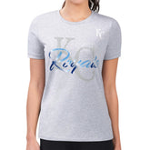 Kansas City Royals G-III 4Her by Carl Banks Women's Super-Slim Fit Lightweight Shadow Logo Graphic T-Shirt - Heather Gray T-shirts