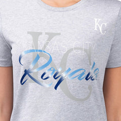 Kansas City Royals G-III 4Her by Carl Banks Women's Super-Slim Fit Lightweight Shadow Logo Graphic T-Shirt - Heather Gray T-shirts