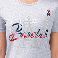 Los Angeles Angels G-III 4Her by Carl Banks Women's Super-Slim Fit Lightweight Shadow Logo Graphic T-Shirt - Heather Gray T-shirts