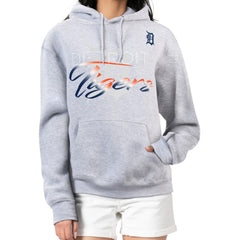 Detroit Tigers G-III 4Her by Carl Banks Women's Shadow Logo Graphic Pullover Hoodie - Heather Gray Hoodies