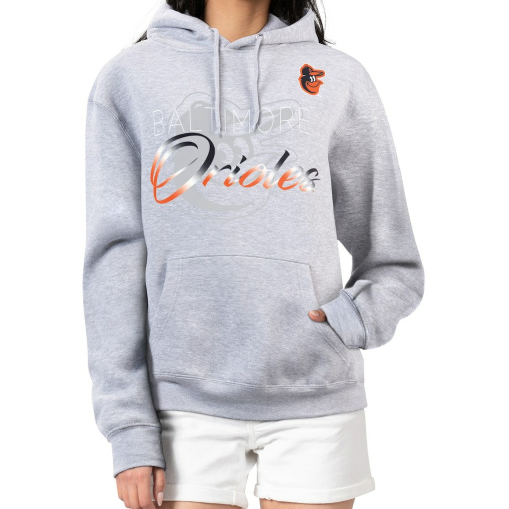 Baltimore Orioles G-III 4Her by Carl Banks Women's Shadow Logo Graphic Pullover Hoodie - Heather Gray Hoodies