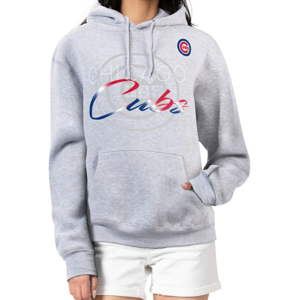 Chicago Cubs G-III 4Her by Carl Banks Women's Shadow Logo Graphic Pullover Hoodie - Heather Gray Hoodies