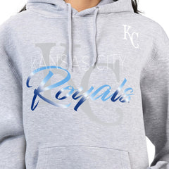 Kansas City Royals G-III 4Her by Carl Banks Women's Shadow Logo Graphic Pullover Hoodie - Heather Gray Hoodies