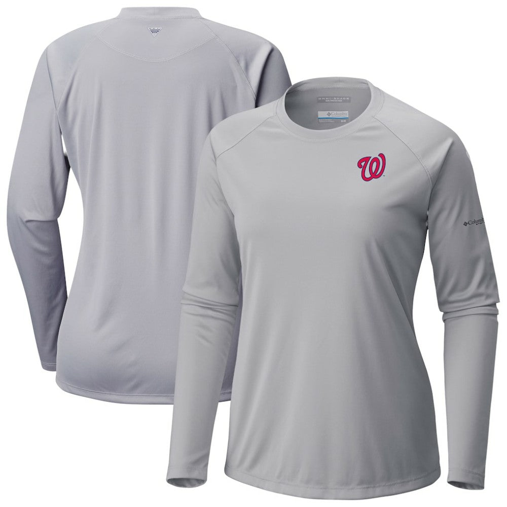 Washington Nationals Columbia Tidal Tee II Long Sleeve T-Shirt - Gray T-shirts