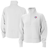 Toronto Blue Jays Columbia Women's Wickhams Hills Raglan Omni-Wick Quarter-Zip Pullover - White Pullover