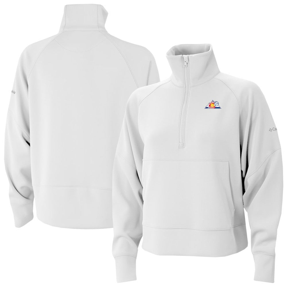 Colorado Rockies Columbia Women's Wickhams Hills Raglan Omni-Wick Quarter-Zip Pullover - White Pullover