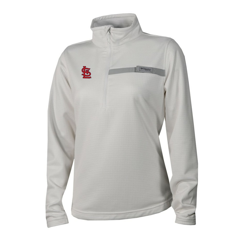 St. Louis Cardinals Columbia Women's Skiff Guide Fleece Half-Zip Pullover Jacket - White Jackets