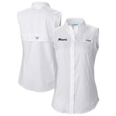 Miami Marlins Columbia Women's Tamiami Sleeveless Shirt - White
