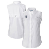 Detroit Tigers Columbia Women's Tamiami Sleeveless Shirt - White