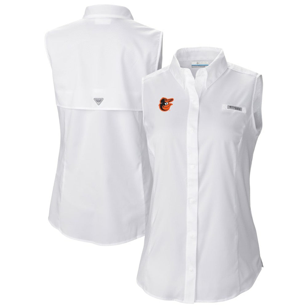 Baltimore Orioles Columbia Women's Tamiami Sleeveless Shirt - White