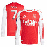 Bukayo Saka Arsenal 2025/26 Home Long Sleeve Player Jersey Red