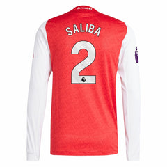 William Saliba Arsenal 2025/26 Home Long Sleeve Player Jersey Red