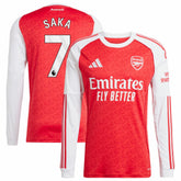 Bukayo Saka Arsenal 2025/26 Home Replica Long Sleeve Player Jersey Red