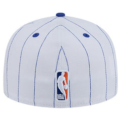 New York Knicks Wordmark Pinstripe 59FIFTY Fitted Hat White