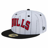 Chicago Bulls Wordmark Pinstripe 59FIFTY Fitted Hat White