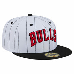 Chicago Bulls Wordmark Pinstripe 59FIFTY Fitted Hat White