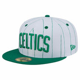 Boston Celtics Wordmark Pinstripe 59FIFTY Fitted Hat White