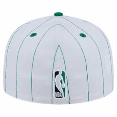 Boston Celtics Wordmark Pinstripe 59FIFTY Fitted Hat White