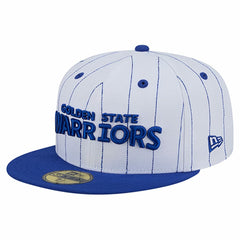 Golden State Warriors Wordmark Pinstripe 59FIFTY Fitted Hat White