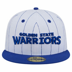Golden State Warriors Wordmark Pinstripe 59FIFTY Fitted Hat White
