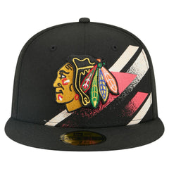 NHL Chicago Blackhawks New Era Faded Lines 59FIFTY Fitted Hat - Black
